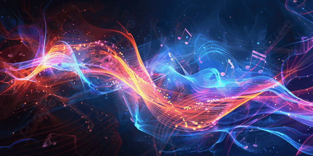 Abstract electronic music waveform with colorful lights